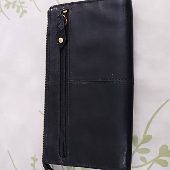 COACH Madison Pleated Wristlet Wallet Black Smooth Leather Patent Snake Trim - Picture 10 of 10